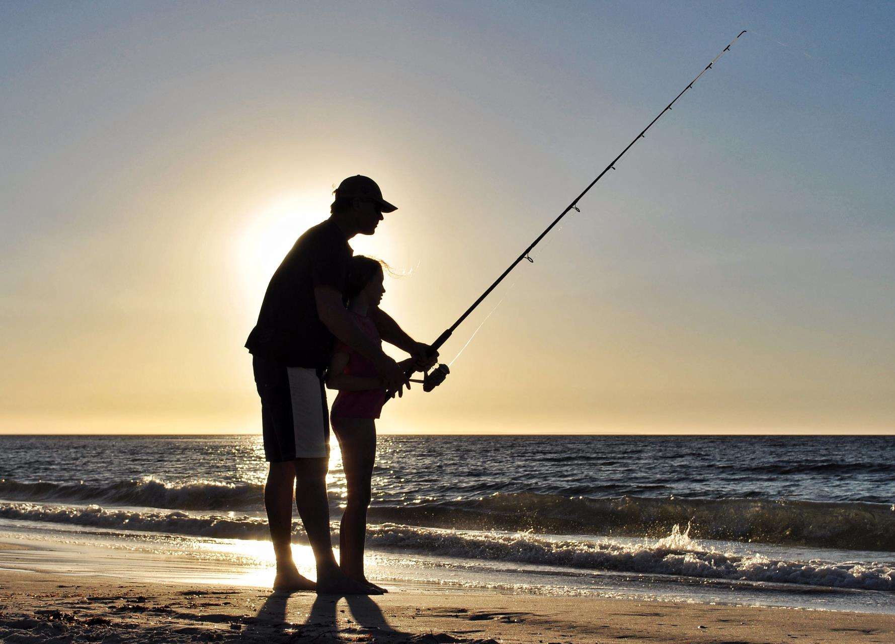 Father and son fishing Stratham